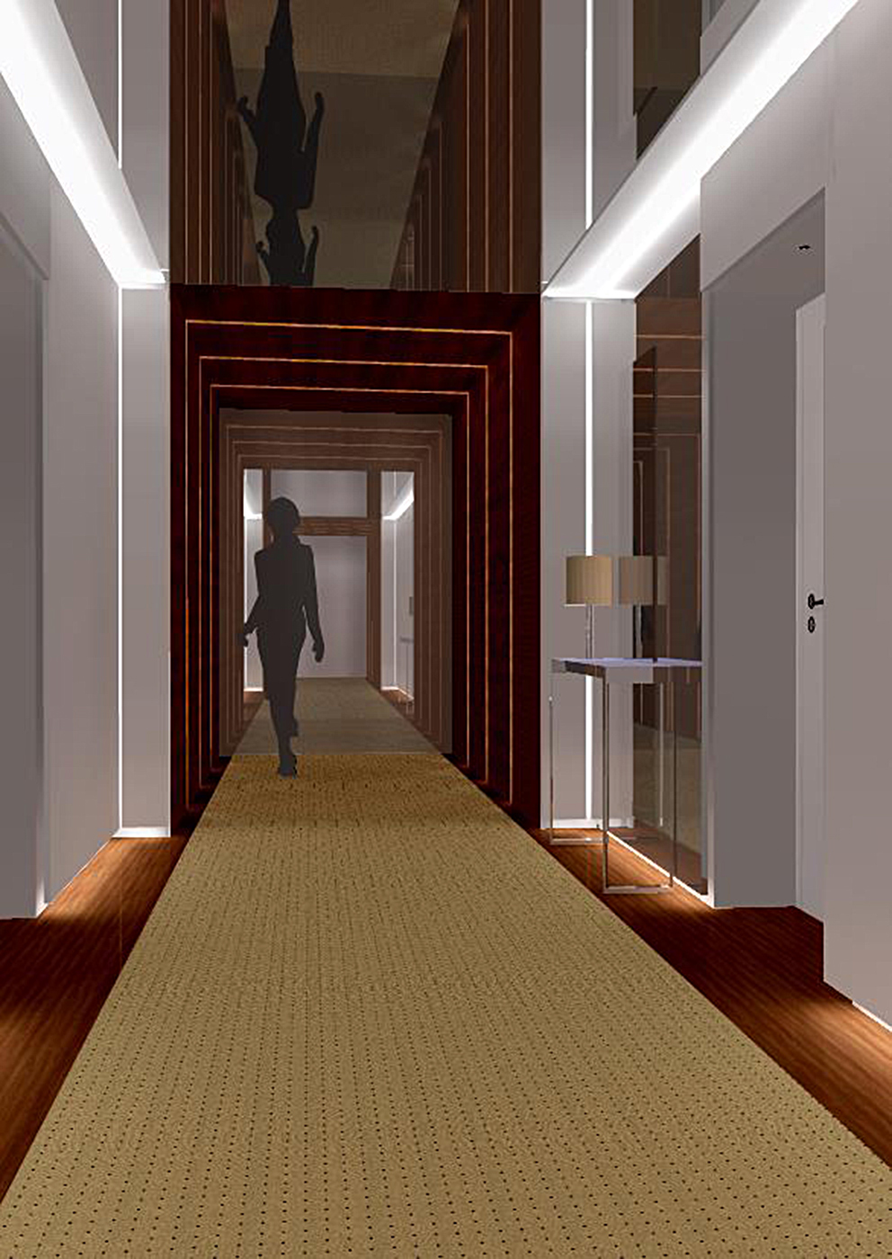 3D Render - Hotel Europejski, Corridor