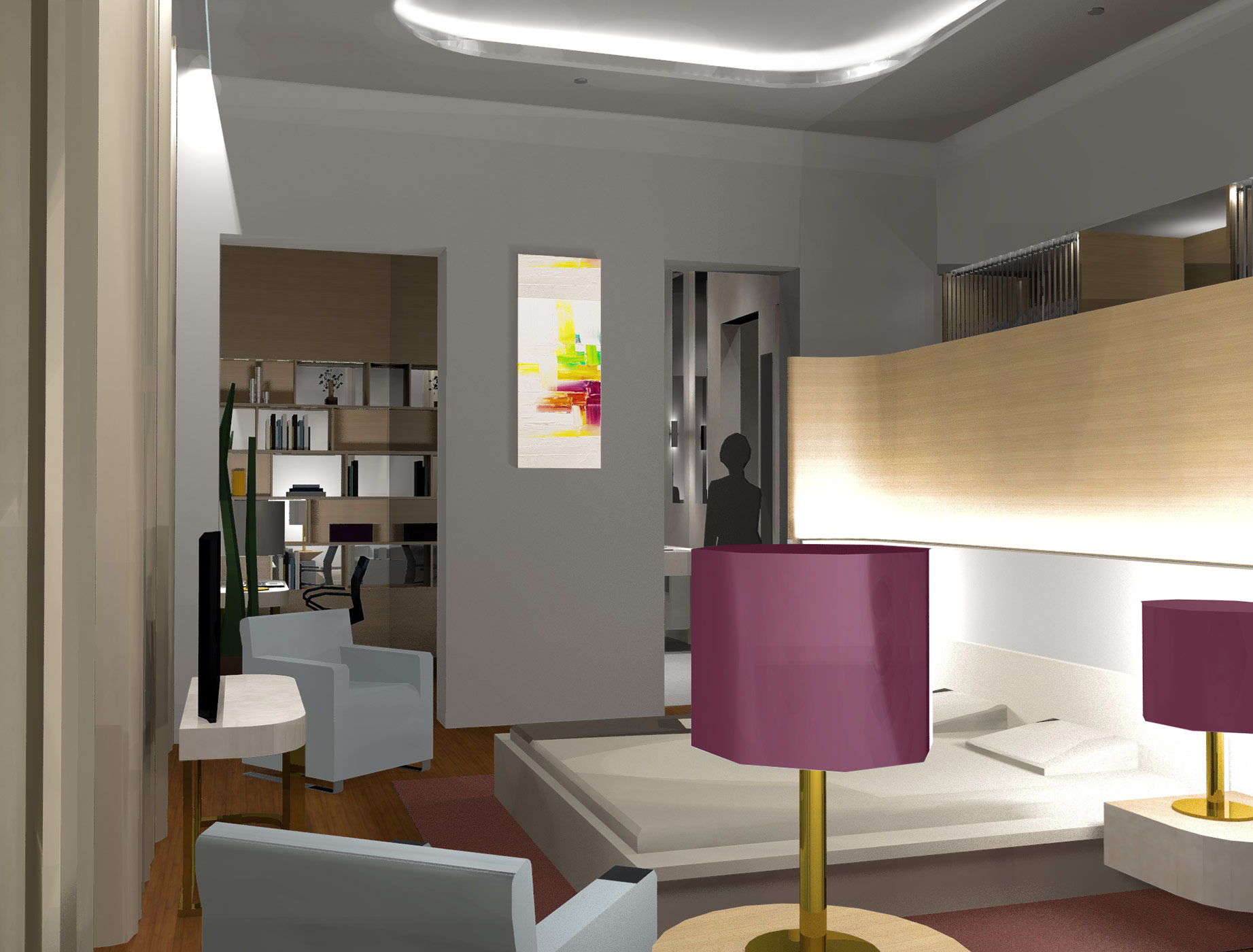 3D Render - Typical Hotel Mock Up Room